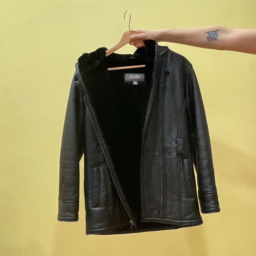 Vintage fur lined leather jacket in excellent condition